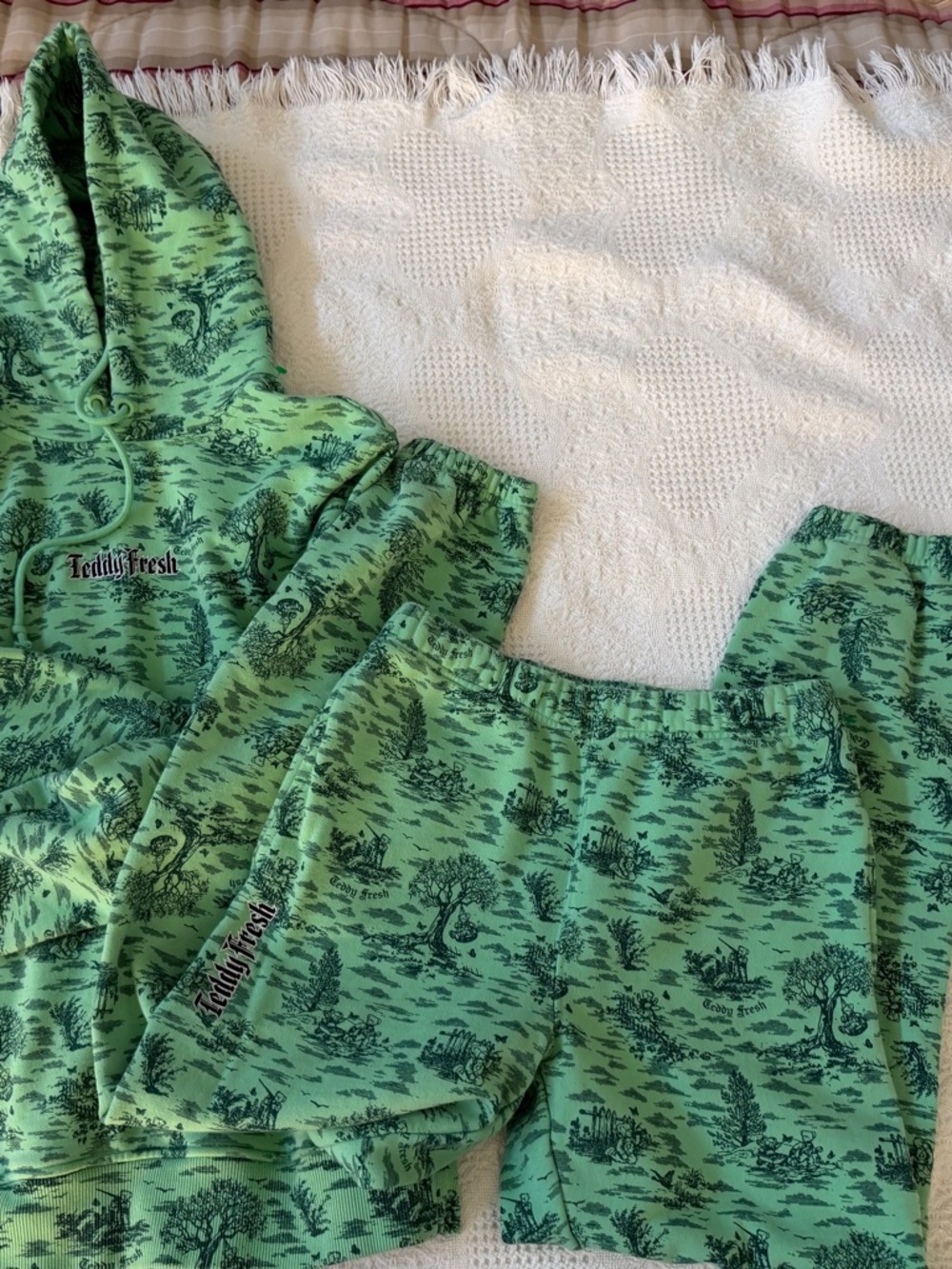 Teddy Fresh Mint Green Printed Lounge Set